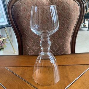 Vintage double ended wine glass NWOT never used, hand blown glass, 10" tall